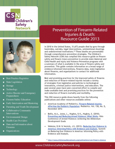 Firearm Safety: Resource Guide 2013