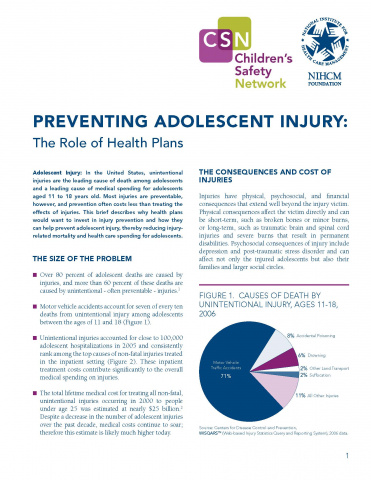 Preventing Adolescent Injury: The Role of Health Plans