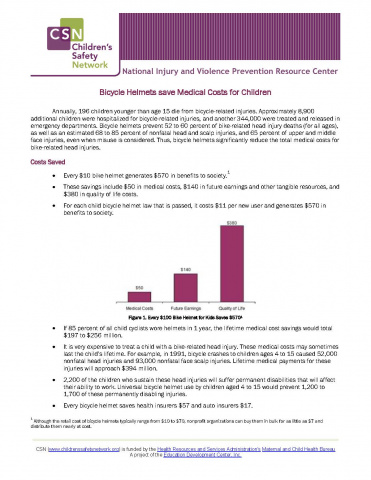 Childhood Injury: Cost and Prevention Facts - Bicycle helmets save medical costs for children