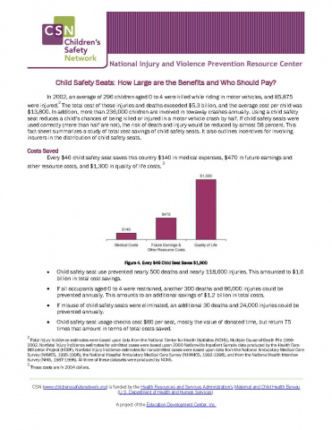 Childhood Injury: Cost and Prevention Facts - Child Safety Seats: How large are the benefits and who should pay?