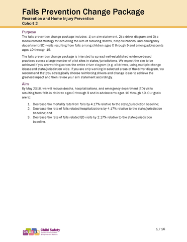 Cover Page for Fall Prevention Change Package