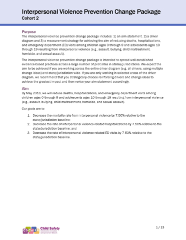 Cover Page for Interpersonal Violence Prevention Change Package