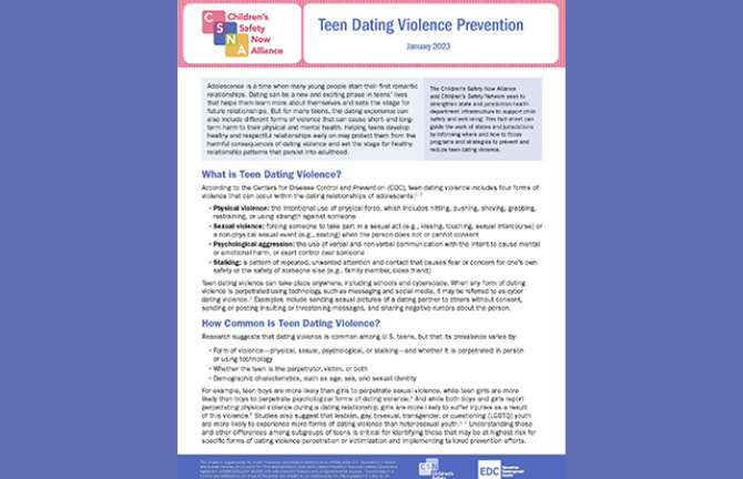 first page cover of fact sheet