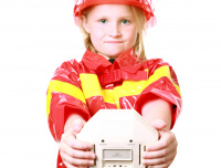 girl in a fire fighter suit